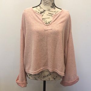 HYFVE Blush Pink Textured Long Sleeve Top